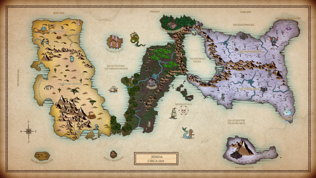 A Map of the world of Xeridia